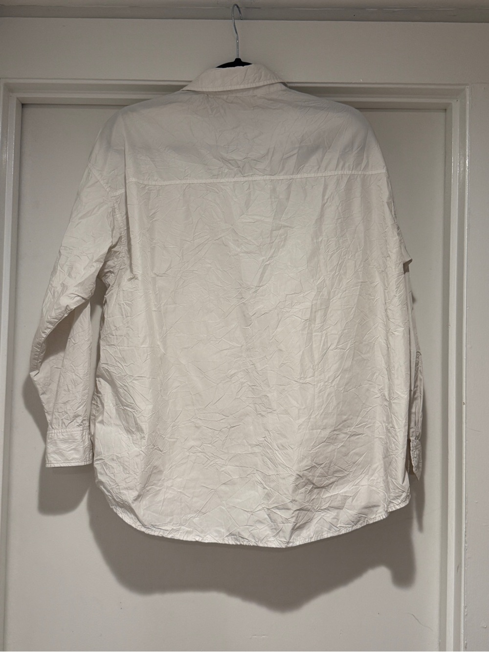 Zara Basic Z1975 White Long Sleeve Button Up Blouse - Intentionally Wrinkled - Picture 4 of 4